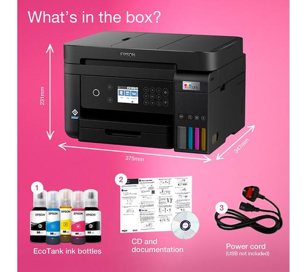 EPSON EcoTank ET-3850 All-in-One Wireless Inkjet Printer with refillable tanks, available at Keans Claremorris.