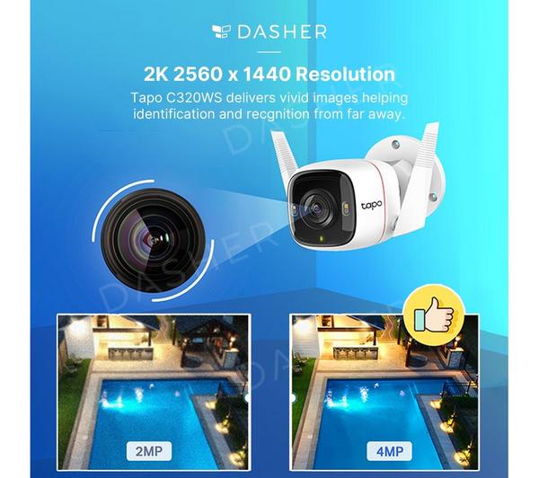 Tapo C320WS 2K WiFi Outdoor Security Camera with color night vision, motion detection – available at Keans Claremorris