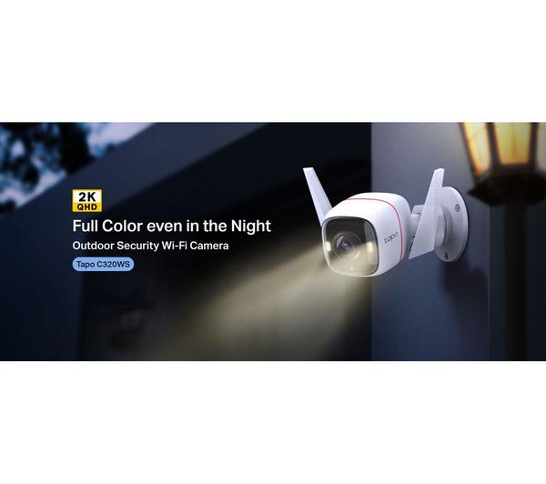 Tapo C320WS 2K WiFi Outdoor Security Camera with color night vision, motion detection – available at Keans Claremorris