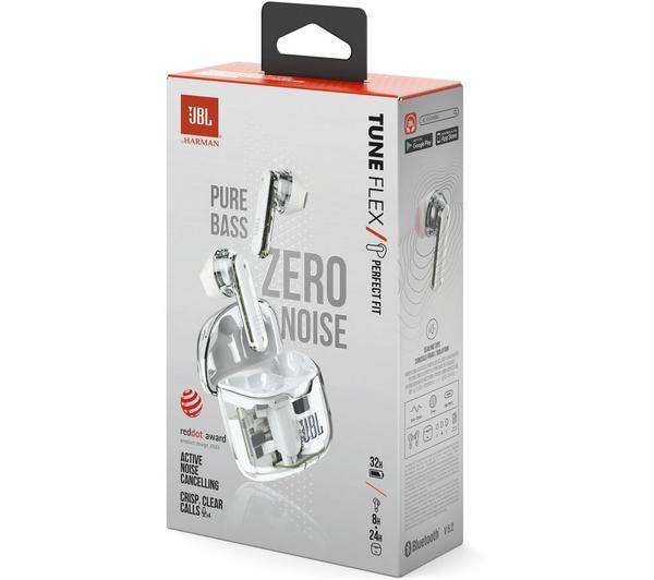JBL Tune Flex True Noise Cancelling White Earbuds with Mic – Wireless Bluetooth Headphones | Keans Claremorris