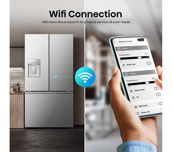 HISENSE PureFlat RF815N4SESE Smart Fridge Freezer in Stainless Steel, energy-efficient, available at Keans Claremorris