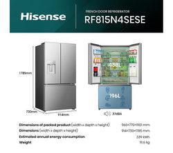 HISENSE PureFlat RF815N4SESE Smart Fridge Freezer in Stainless Steel, energy-efficient, available at Keans Claremorris.
