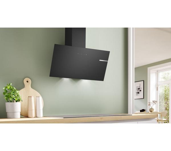 BOSCH Series 2 DWK85DK60B Black Chimney Cooker Hood, sleek design, powerful extraction – available at Keans Claremorris.