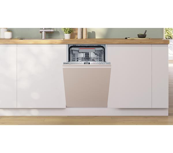 BOSCH Series 4 SPV4EMX25G Slimline Fully Integrated WiFi Dishwasher – sleek, efficient, available at Keans Claremorris