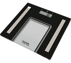 Salter Glass Analyser Bathroom Scale in Black with digital display – available at Keans Claremorris