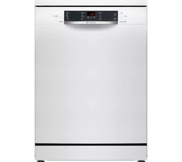 Bosch Series 2 60cm white freestanding dishwasher with EcoSilence, ExtraDry, Auto Programmes, quiet 46 dB, at Keans