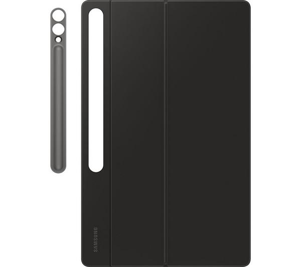 Black Samsung Tab S10+/S9+/S9FE+ book cover keyboard with a separate slim pen holder accessory.