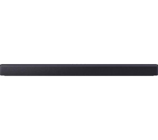 Samsung HW-B450F/XU 2.1 wireless soundbar in black, front view with fabric speaker grille.