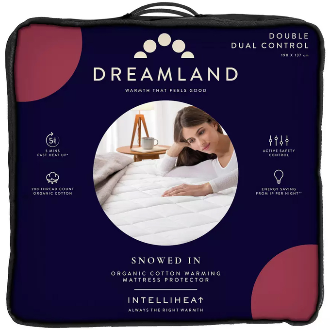Dreamland Double Dual Control Mattress Protector for adjustable comfort, available at Keans Claremorris.
