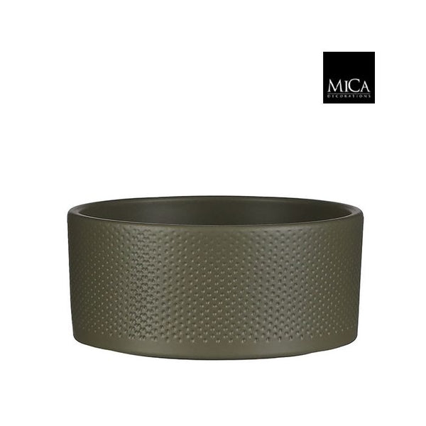 Green embossed ceramic Era Bowl Planter, 22 cm diameter, textured finish, ideal for indoor plants – Keans Claremorris