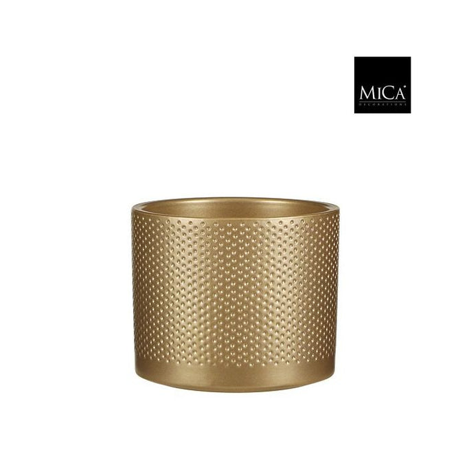 Era Plant Pot Relief Gold, 13.5 cm ceramic with embossed texture, elegant indoor planter – Keans Claremorris