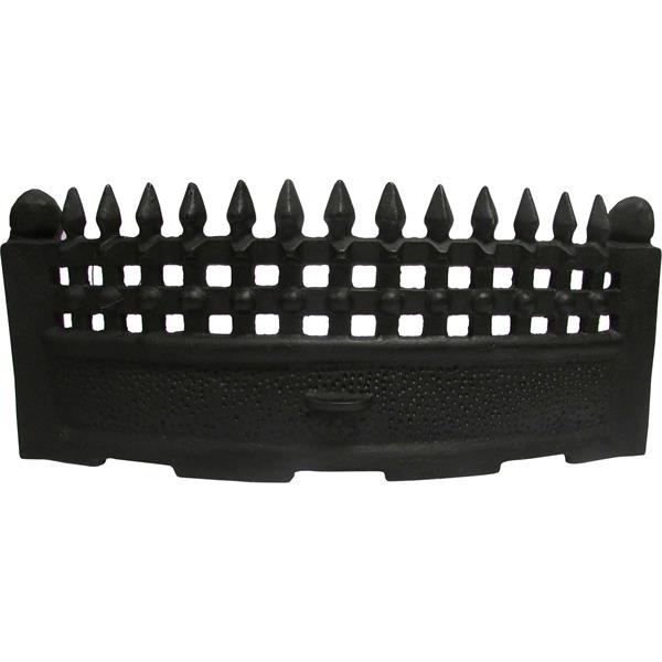 Black 18" cast iron fire grate with castle design, heavy duty and stylish, available at Keans Claremorris.