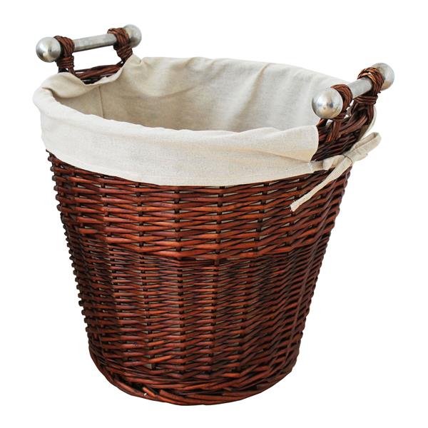 Round Honey Wicker Basket Jute Liner & Alu Handles
