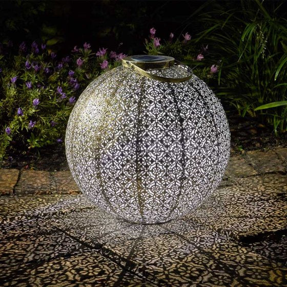 Giant Damasque Lantern with bright silhouette light, auto dusk illumination, tabletop or hanging, 39x39 cm – Keans