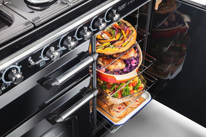 Rangemaster Classic Deluxe 110cm Dual Fuel Range Cooker Slate & Chrome - Image 2