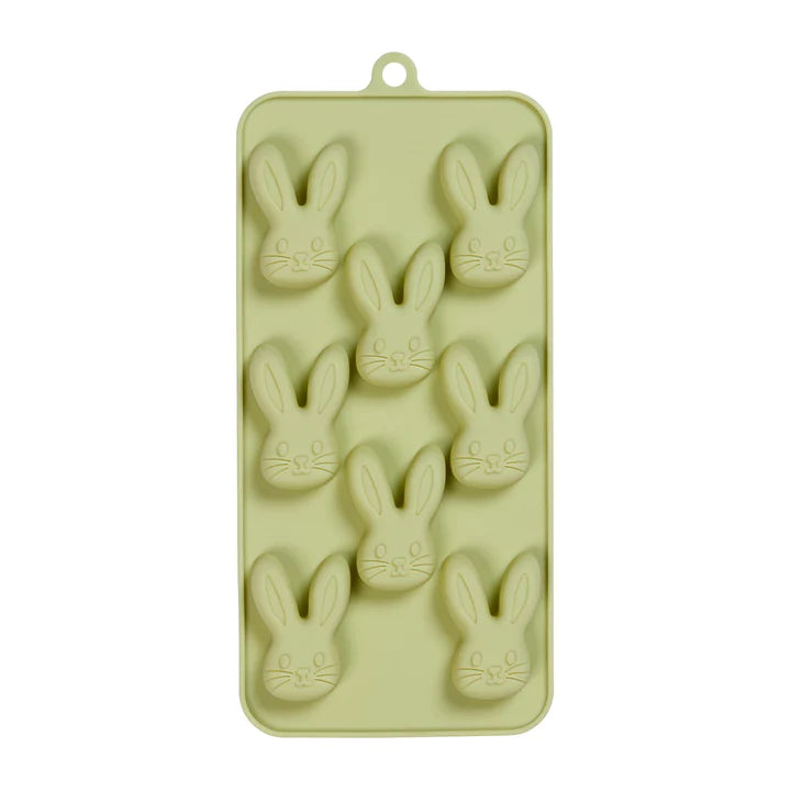 Light green Tala Easter Bunny chocolate mould with eight bunny-shaped cavities.