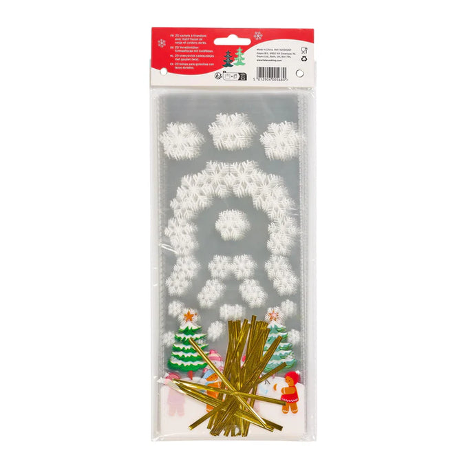 Tala 20 Snowman Scene Treat Bags with gold twists - Image 2