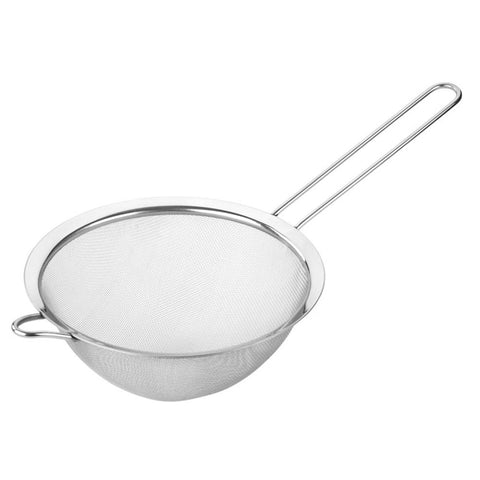 Tala 20cm stainless steel sieve with fine mesh and long handle on white background