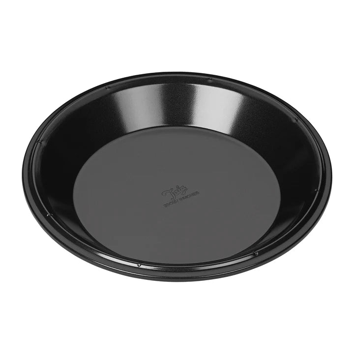 Black Tala Eclipse 9-inch pie dish with a smooth, glossy finish and slightly raised edges.