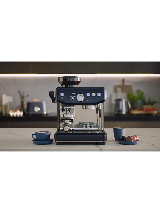 SAGE The Barista Express Impress Damson Blue espresso machine, integrated grinder, Keans Claremorris store