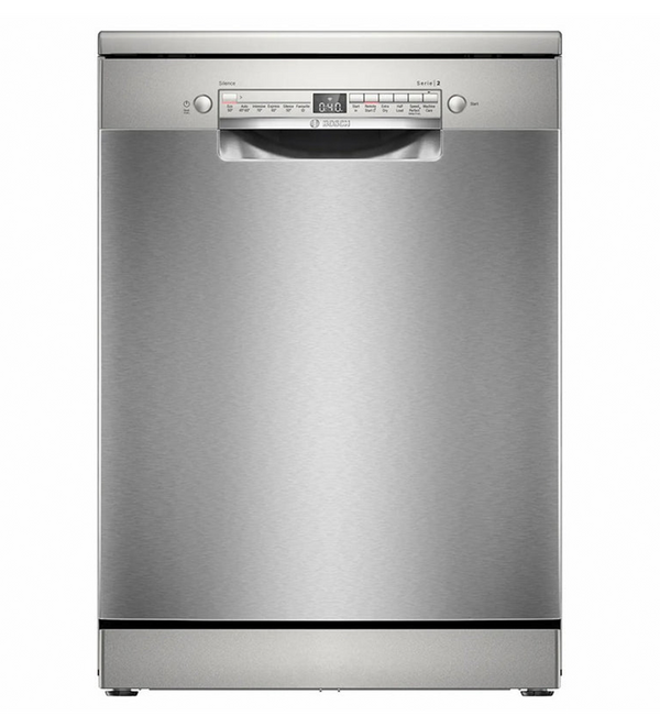 Bosch Series 2 60cm freestanding dishwasher in Silver Inox, 14 place settings, Home Connect, ExtraDry - Keans Claremorris