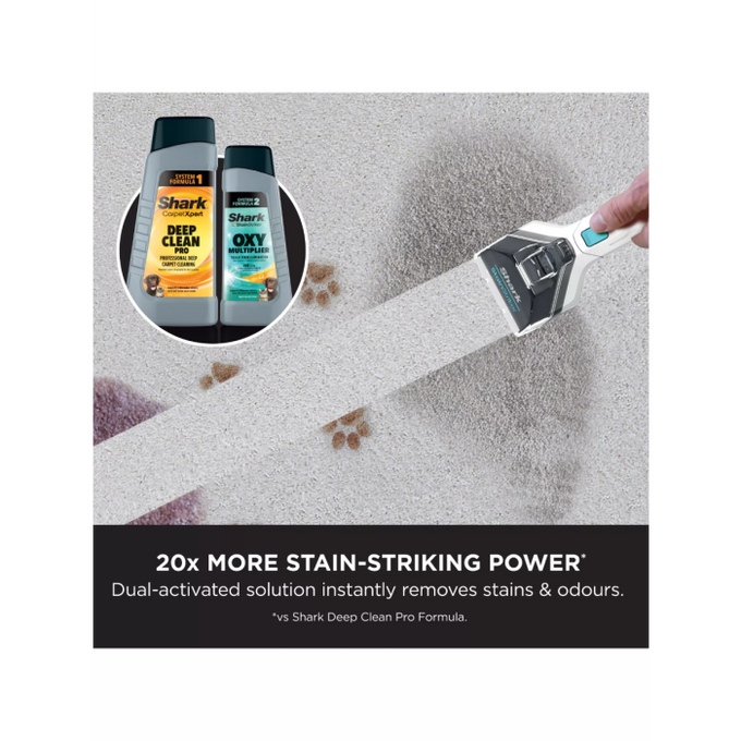 Shark StainStriker Oxy Multiplier Formula 946ml stain remover bottle, powerful cleaning, available at Keans Claremorris