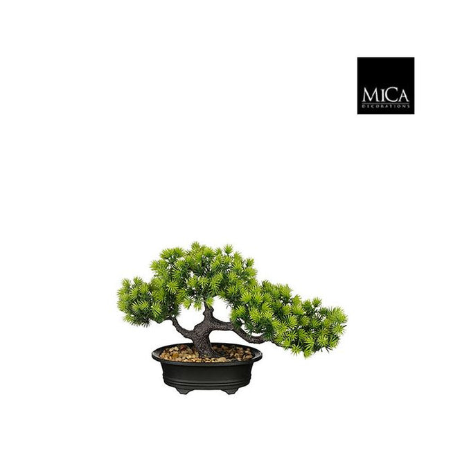 Artificial Bonsai tree in green pot, 33x13x21cm, decorative indoor plant - Keans Claremorris