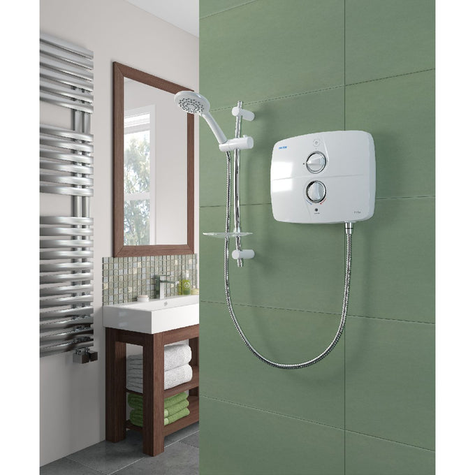 Triton Shower T90Sr White 9Kw Silent Running electric shower - powerful, quiet performance | Keans Claremorris