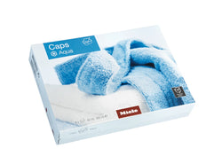 Miele Caps Fabric Conditioner Aqua 9-pack, eco-friendly, softens laundry, reduces static, fresh scent – available at Kean’s