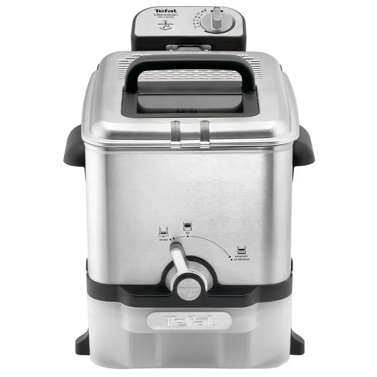 Tefal Oleoclean Pro 3.5L Professional Deep Fat Fryer FR804140, efficient oil filtering, available at Keans Claremorris