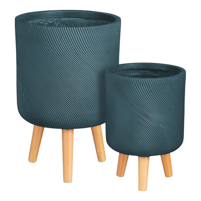 Lima Pot Round on Stand – Blue Small - Image 1