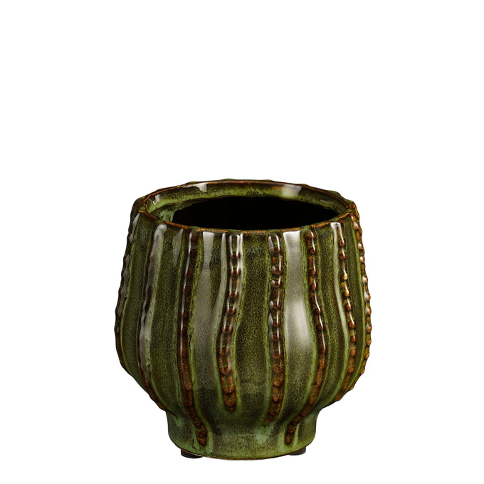 Cathy Round Dark Green Ceramic Pot Large - Image 1