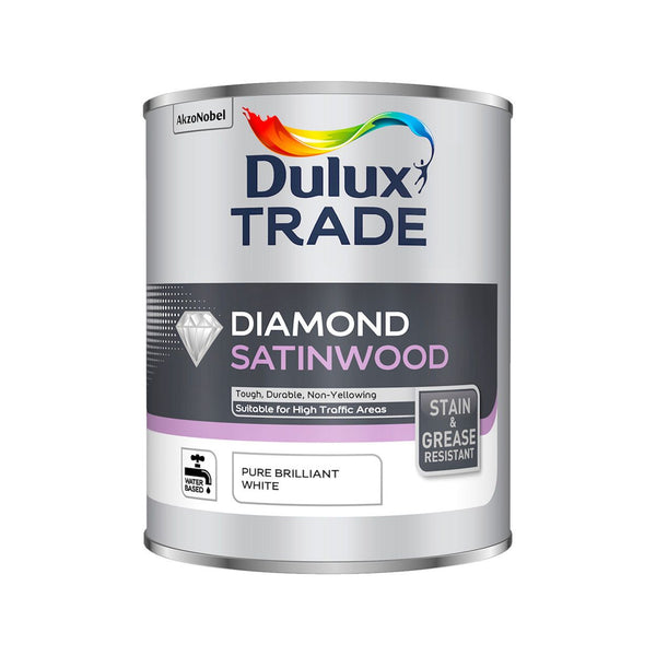 Dulux Diamond Satinwood 1L - tough, scratch-resistant satin finish, water-based, high opacity paint | Keans Claremorris