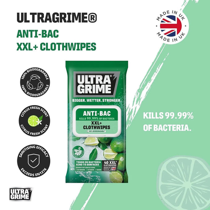 UltraGrime Anti-Bac Clothwipes XXL+ Pack 40 - Image 2