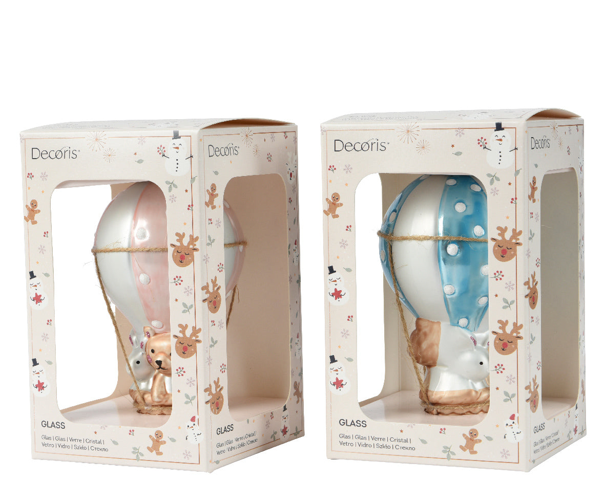 Baby’s First Christmas Glass Balloon in Blue and Pink Mix with Gift Box – Keans Claremorris
