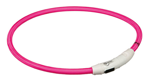 Flash Light Ring Dog Collar Usb, Pink