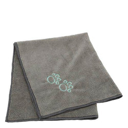 Grey 50x60cm pet towel with pawprint, soft microfiber, super absorbent for dogs, cats, and horses – Keans Claremorris