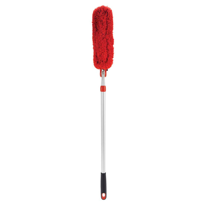 Oxo Microfibre Extendable Duster with 132cm reach, 270° rotating head, lightweight, available at Keans Claremorris.