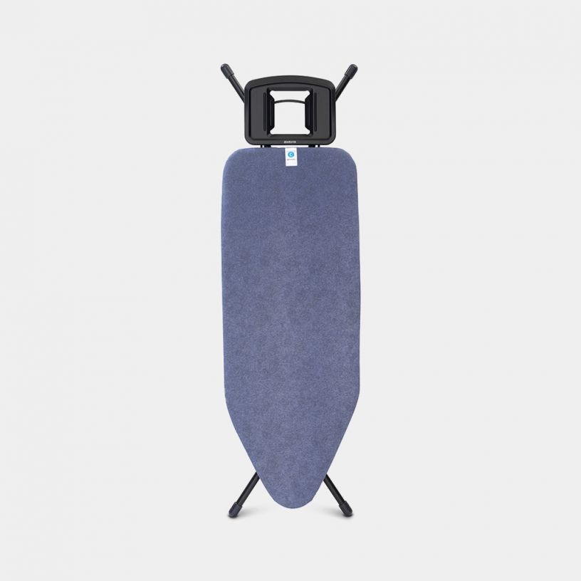 Brabantia Ironing Board C 124x45cm Denim Blue with Fairtrade cotton cover, adjustable height, child lock, at Keans