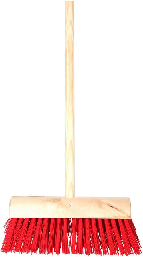 13" Red Yard Brush C/W Handle No Clamp Keans Claremorris