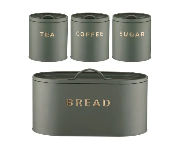 Highgate Green Storage Set 4 Piece Bread Bin & Cannisters