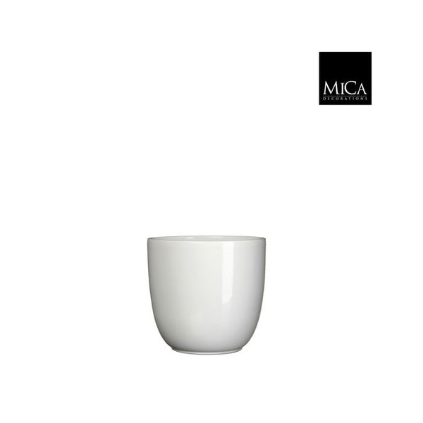 Tusca white ceramic plant pot, glossy finish, 13x13.5 cm, minimalist design, made in Germany – Keans Claremorris