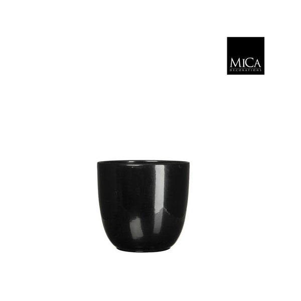 Tusca black ceramic plant pot, 14x14.5 cm, shiny finish, durable glaze, sleek design – Keans Claremorris