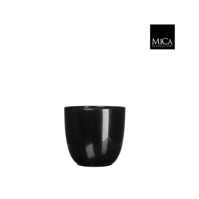 Tusca black ceramic plant pot, 14x14.5 cm, shiny finish, durable glaze, sleek design – Keans Claremorris