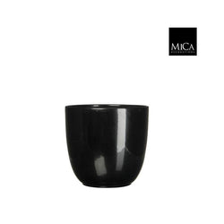 Tusca black ceramic plant pot, 18.5x19.5 cm, shiny finish, durable glaze, sleek design – Keans Claremorris