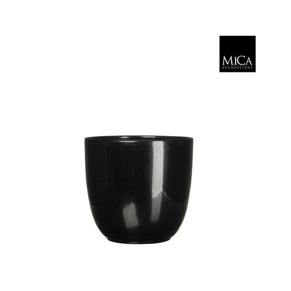 Tusca black ceramic plant pot, 18.5x19.5 cm, shiny finish, durable glaze, sleek design – Keans Claremorris