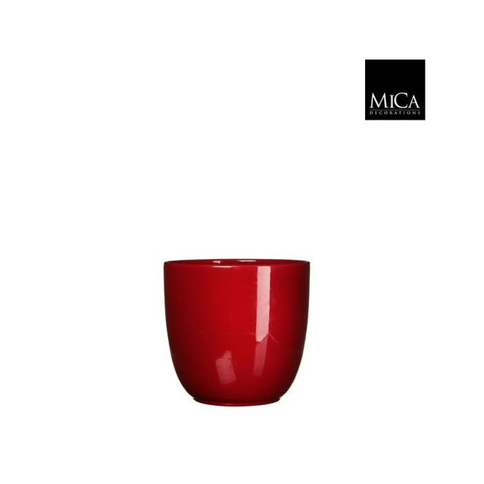 Dark red Tusca ceramic plant pot, 14x14.5 cm, glossy finish, durable, made in Germany – Keans Claremorris.