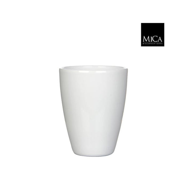 White glossy ceramic Tusca Plant Pot, 17x13.5 cm, minimalist indoor planter by Keans Claremorris