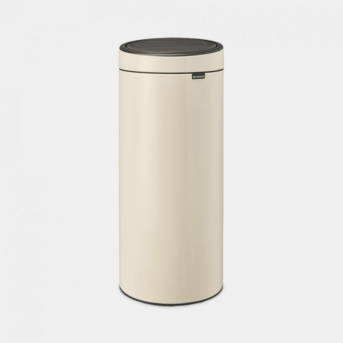 Touch Bin Soft Beige 30L Brabantia steel trash can, 1 compartment, 72cm tall, 10-year guarantee – Keans Claremorris