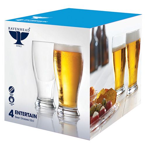 Ravenhead Entertain Set of 4 Beer Glasses 53cl, stylish and modern, perfect for parties and entertaining – Keans Claremorris.
